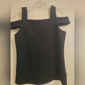 Michael Kors Black Textured Off-Shoulder Blouse.